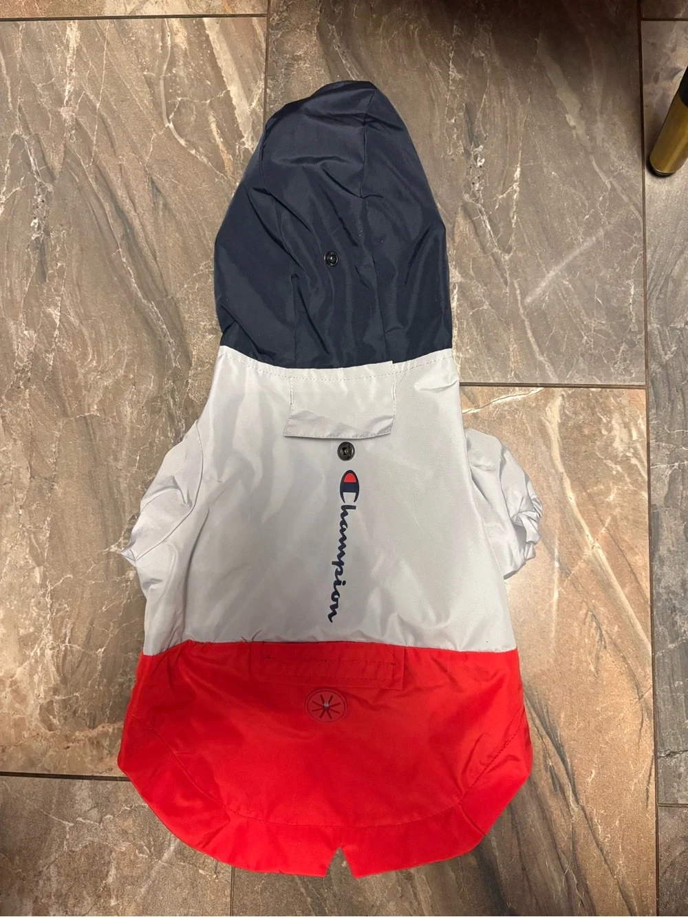 Champion Hooded Raincoat - Navy/Gray/Red